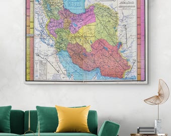 Mapa Iranu w języku perskim z 1930 r. – mapa polityczna w języku perskim, przedstawiająca prowincje, miasta i granice Bliskiego Wschodu z początku XX wieku