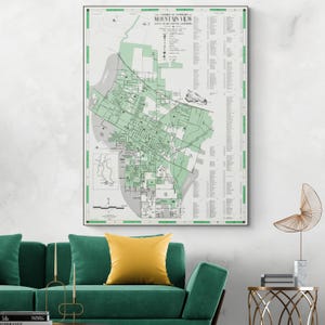 1968 kaart van Mountain View Californië Amerikaanse geschiedenis Silicon Valley cartografie decor Fine Art Print