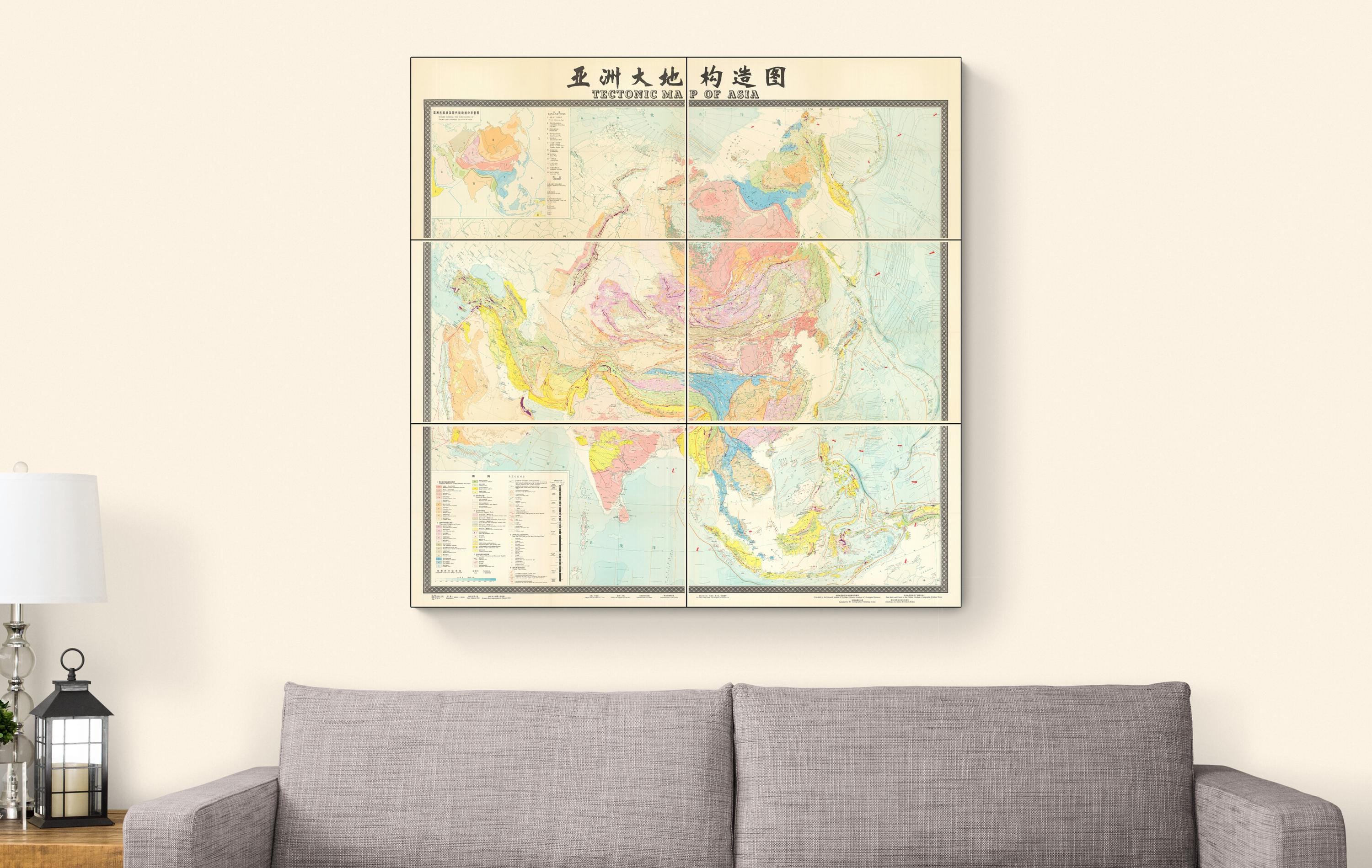 Tectonic Map of Asia – Detailed Geological Cartography Showing Fault ...