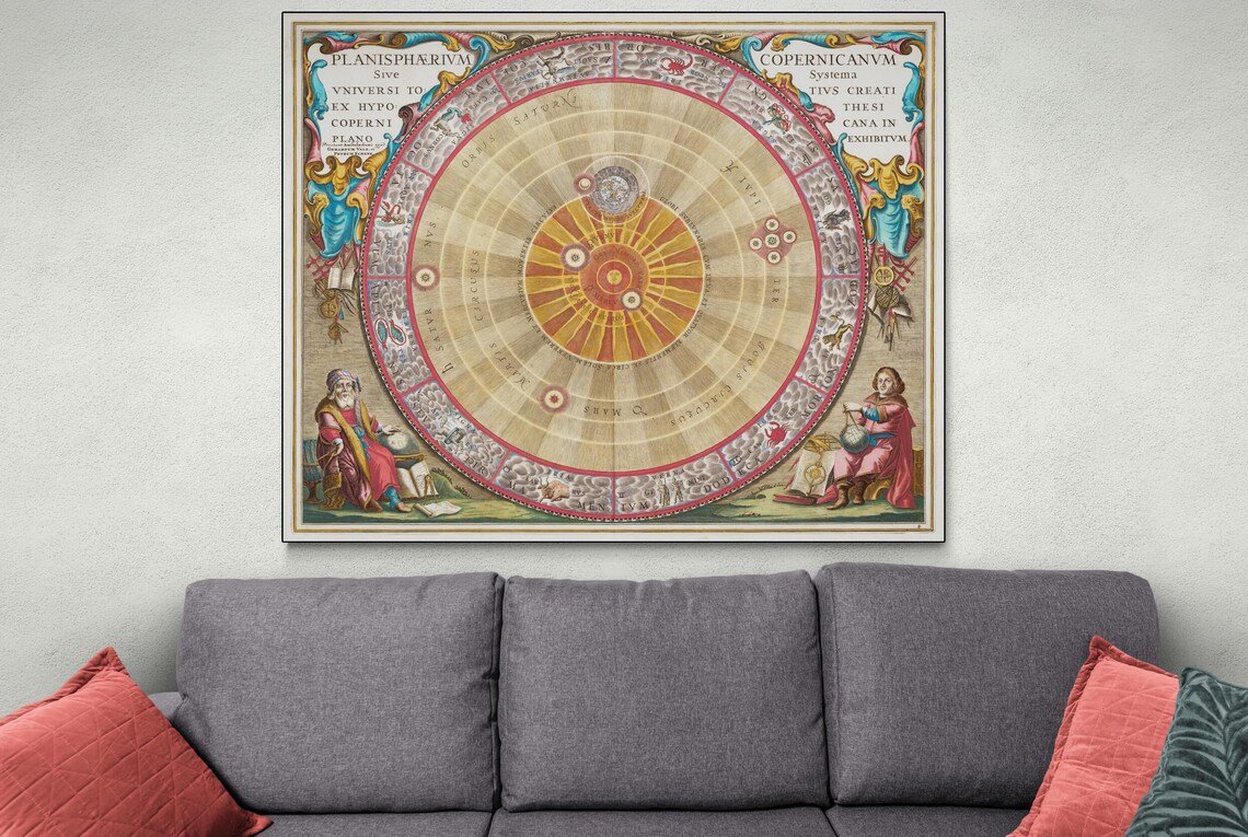 17th Century Cellarius Celestial Chart – Copernican Heliocentric Solar ...