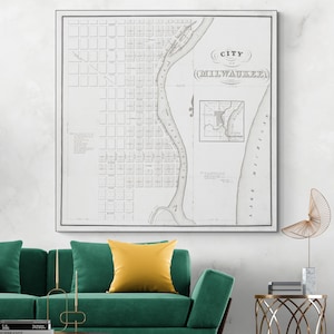 1836 Vroegste kaart van Milwaukee (Wisconsin) - stadsplattegrond van vóór de staat met straten, percelen en vroege ontwikkeling langs Lake Michigan