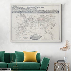 1878 kaart van Comstock Lode en Sutro Tunnel Virginia City Nevada Amerikaans zilver mijnbouw geschiedenis decor Fine Art Print