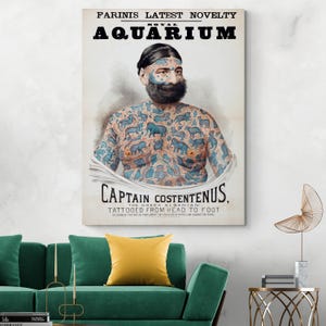 Captain Costenus – 1885 Tattooed Man Circus Poster Art Print | P.T. Barnum Performer | Sideshow History Decor | Vintage Fine Art Print