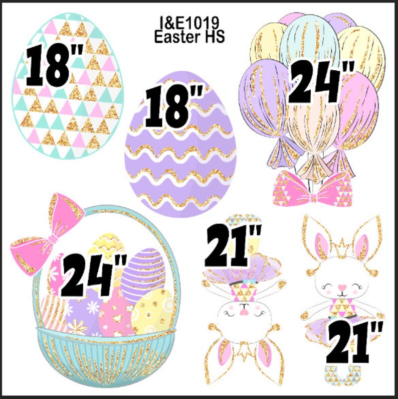 glitter pink EASTER YARD CARDS yard cards purple easter eggs easter bunny