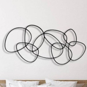 abstract Pebble black metal wall art, horizontal black metal wall hanging, Pebble sign metal wall sign, abstract Pebble sign wall sculpture