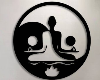 yin yang metal wall sign,metal yoga room wall sign,pilates room wall decor,balance wall decor,awareness wall decor,yin yang wall sculpture