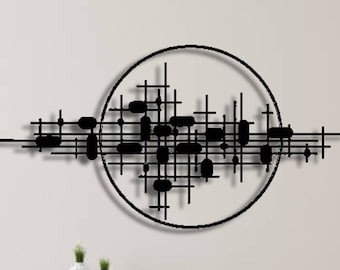 2-large metal geometric sign for wall,black metal wall art for bedroom,Metal luxury wall hanging,3d geometric metal wall sculpture