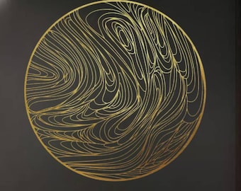 golden metal abstract wall decor,abstract wall art,circular minimalist gold metal wall hanging,contemporary wall sculpture,modern wall deco