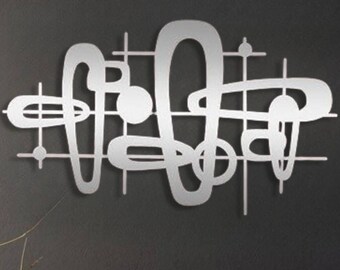 abstract metal wall decor,modern wall deco,minimalist metal wall hanging,silver metal wall art,modern wall design,chic silver wall design