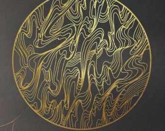 life 6 golden metal abstract wall decor,abstract wall art,circular minimalist golden metal wall hanging,contemporary wall sculpture