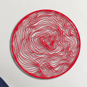 Arte de pared abstracto de metal rojo, colgante de pared circular de metal, colgante de pared abstracto de metal rojo, colgante de pared irregular de metal rojo, escultura de pared de metal