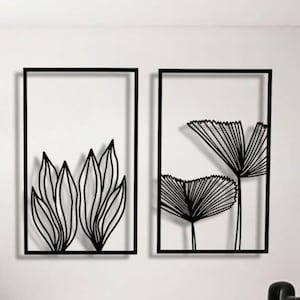 Poppy Flower Metal Wall Hanging | Modern Floral Wall Art | poppy flower metal frame for kitchen | set of 2 metal wall hanging for livingroom