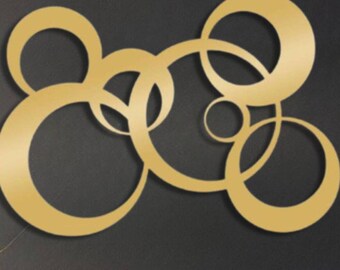 golden abstract bubbles metal wall art,metal bubbles sign for wall,minimalist metal wall decor,metal wall art,weatherproof outdoor wall deco