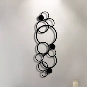 abstract bubbles black metal wall art, wheatherproof outdoor wall decor, geometric black metal wall sign, abstract white wall sculpture