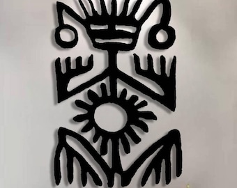 Aztec metal wall hanging,Aztec figure metal wall sculpture for living room,kitchen wall decor,metal bedroom wall decor,farmhouse wall art
