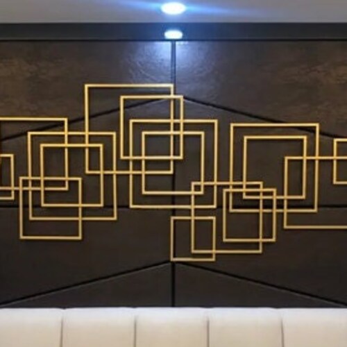 Golden Metal Frame Artwork for Wallmetal Geometric Wall Etsy