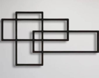 rechthoekige metalen muurkunst, ideeën voor trapwanddecoratie modern, Scandinavische muurkunst, buitenwanddecor, horizontale metalen wanddecor