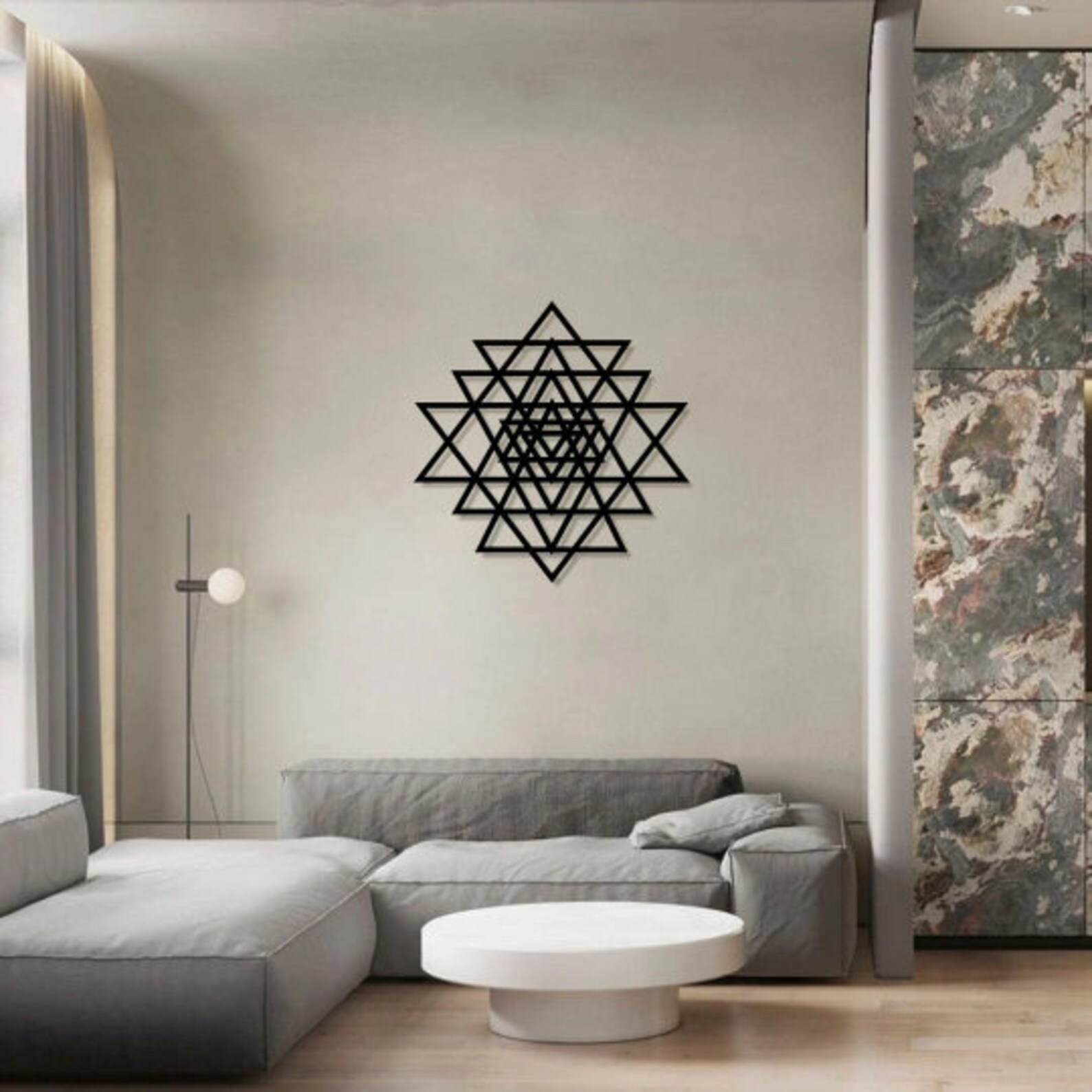 Geometric Metal Wall Art Metal Triangle in Triangle Sign for - Etsy