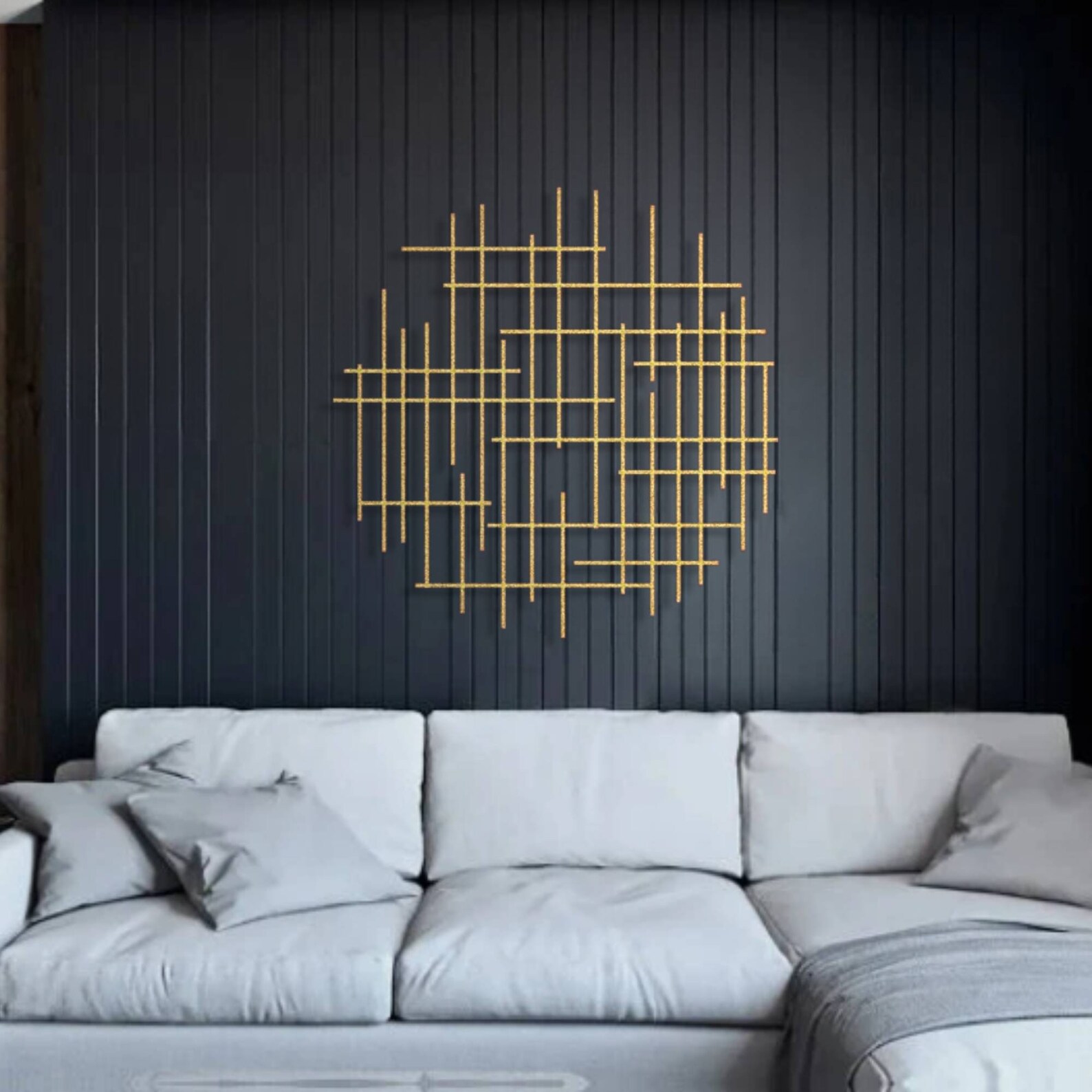 Circular Gold Metal Line Art Wall Hangingcircular Metal Wall Etsy