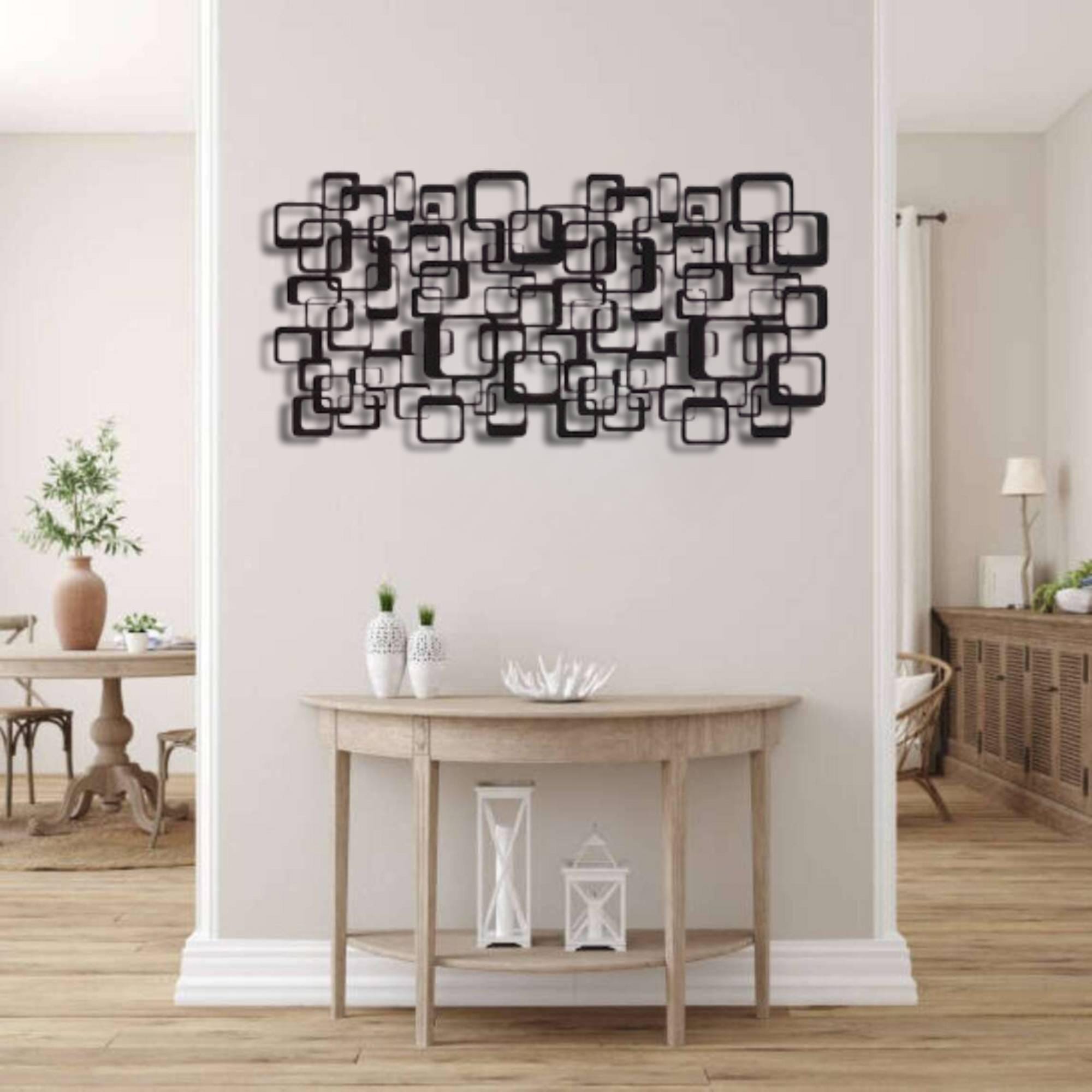 Geometric Horizontal White Metal Wall Art,white Metal Wall Hanging