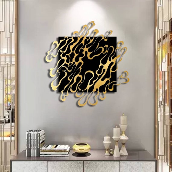 Black Gold Metal Wall Hanging,gold and Black Metal Wall Decor