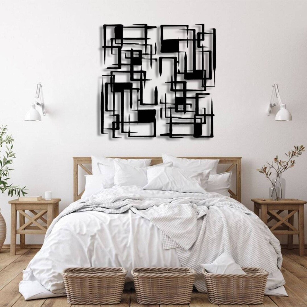 Set of Two Metal Minimalist Wall Art, Metal Geometric Sign for Wall, 2d