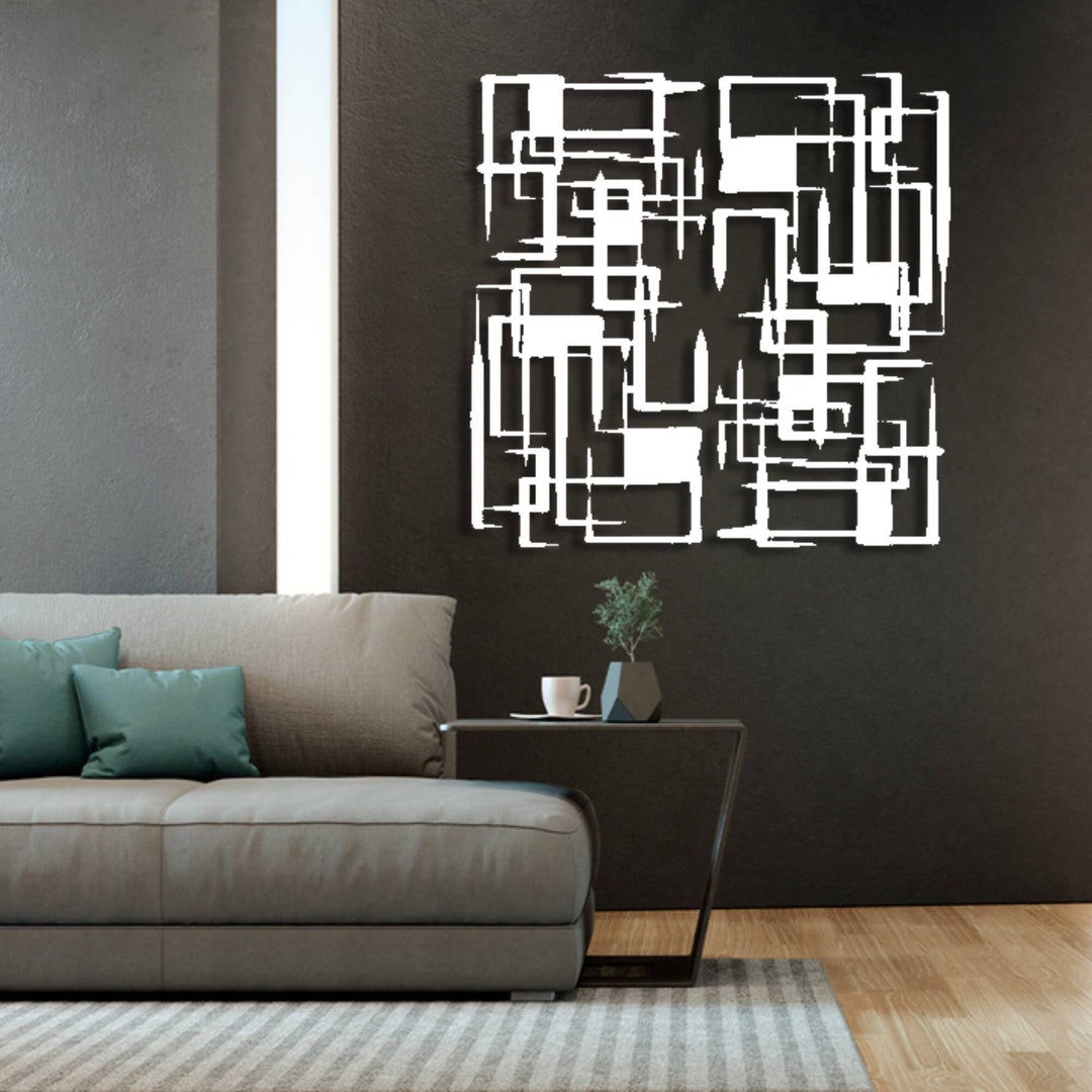 White Metal Minimalist Wall Art Metal Geometric Sign for Etsy