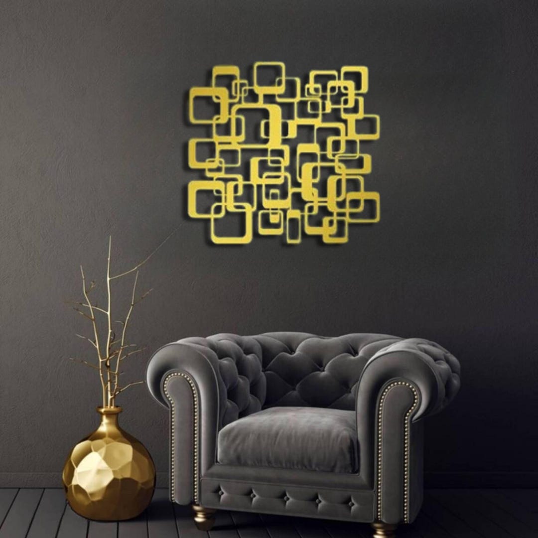 Little Square Metal Wall Decor,gold Metal Wall Decor,gold Wall Hanging ...