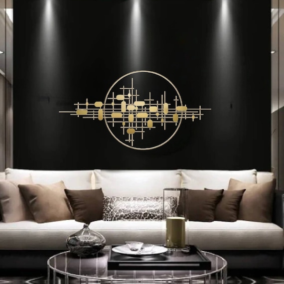 2-golden Metal Geometric Sign for Wall, Large Metal Wall Art