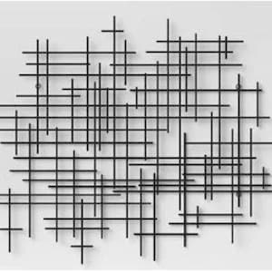 Decoración de pared de metal con líneas, letrero de pared de metal minimalista, letrero de líneas de metal para pared, escultura de pared de metal abstracta, ideas modernas para decoración de pared de escalera