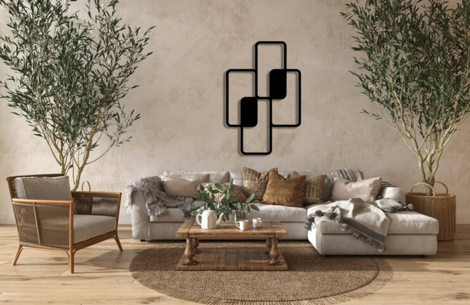 Rectangle Metal Wall Art Geometric Metal Wall Art Minimalist Etsy