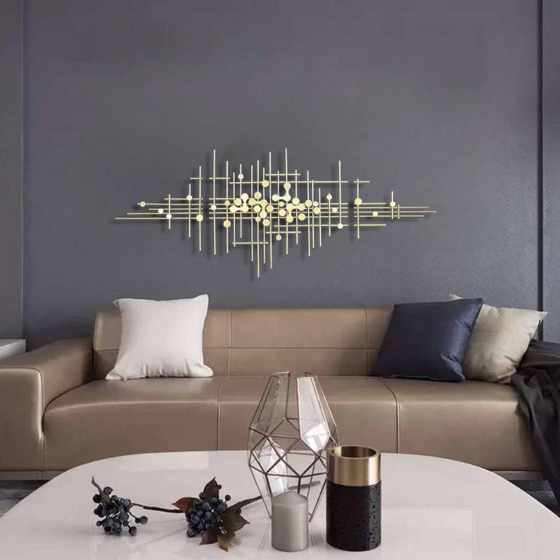 Set of 3 Extra Large Gold Minimalist Metal Wall Decor Over Bed,3 Pcs of ...