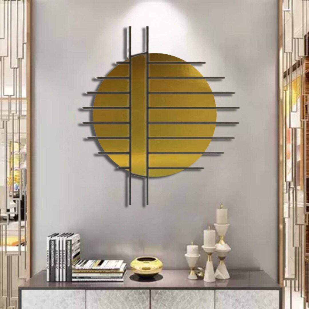 Minimalist Black Gold Metal Wall Hanginggold and Black Metal Etsy