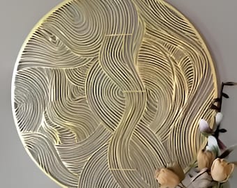 life 4 circular abstract metal wall sculpture,unique wall deco,abstract wall deco,gold metal wall decor,contemporary metal wall sign
