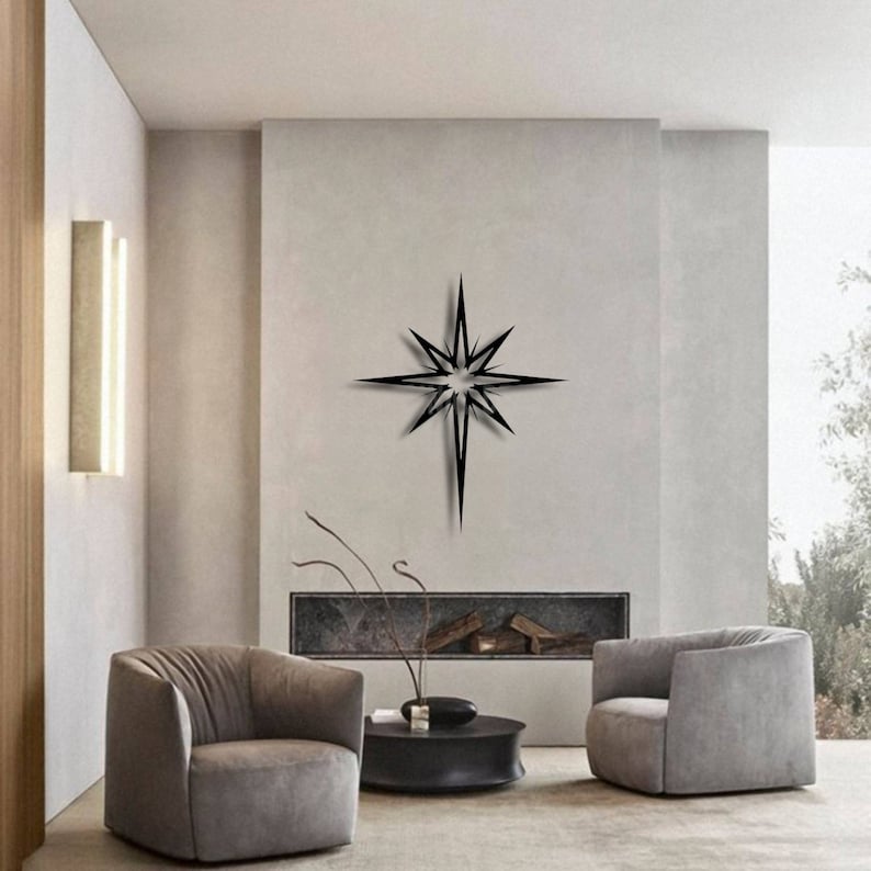 North Star Sign Black Metal Wall Art,north Star Sign Metal Wall Decor ...