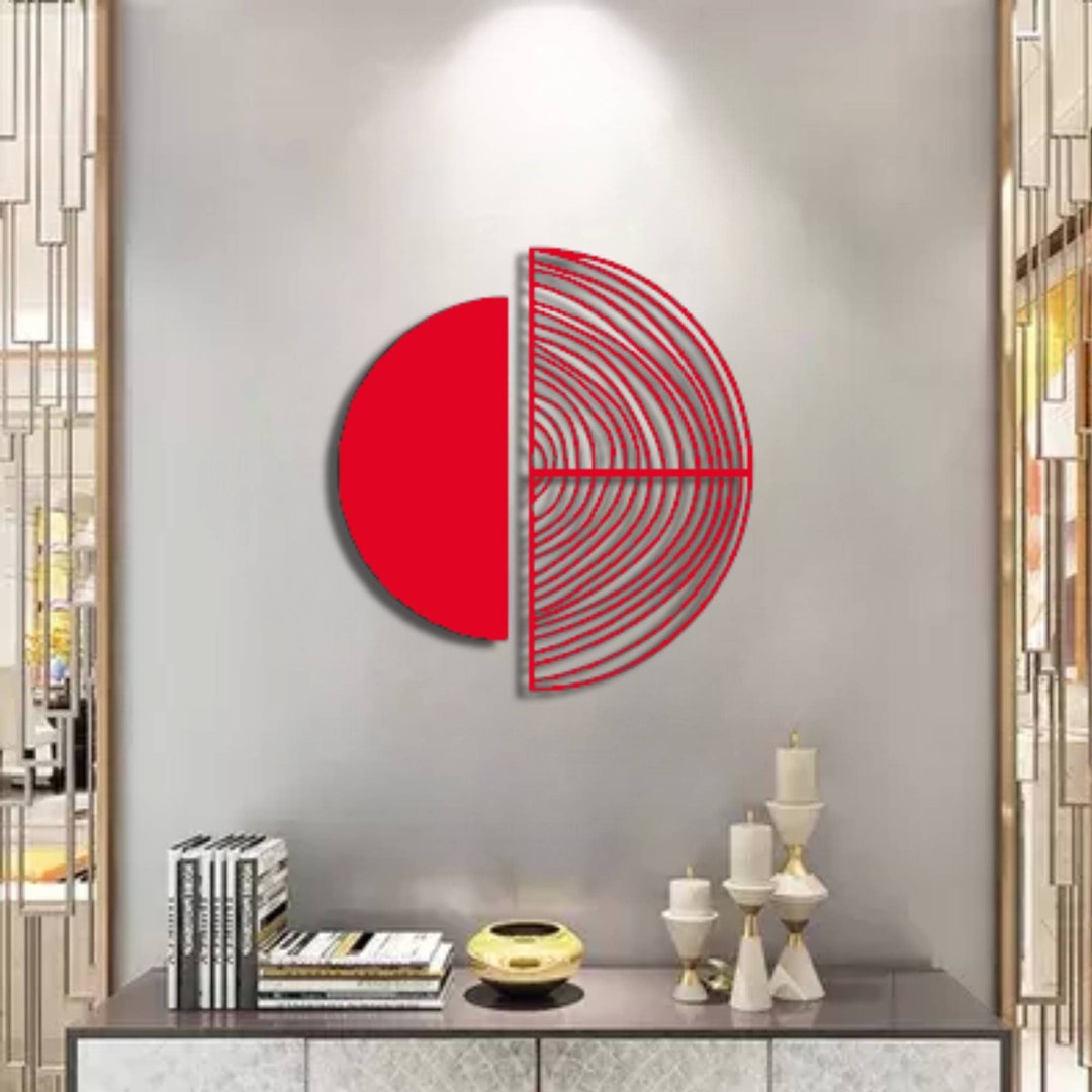 Set of 2 Geometric Metal Wall Art, 2 Minimalist Frames Wall Hanging, 2