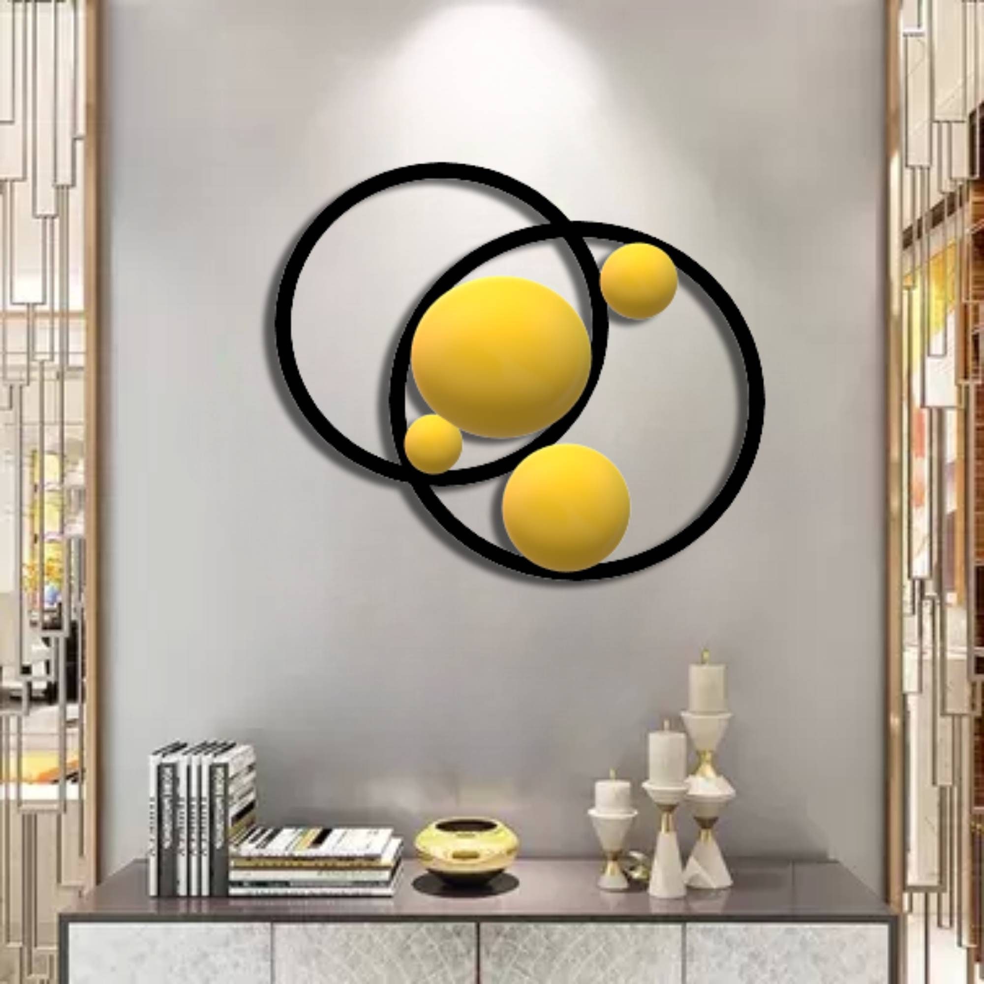 Bakovity Decorazione Murale Astratta In Metallo – Set Da 4 Pezzi, Nero, Effetto 3D, 40x28 Cm - 3