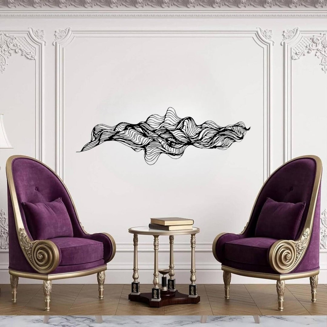 Black Metal Abstract Wall Sign,large Modern Metal Wall Art for Bedroom ...