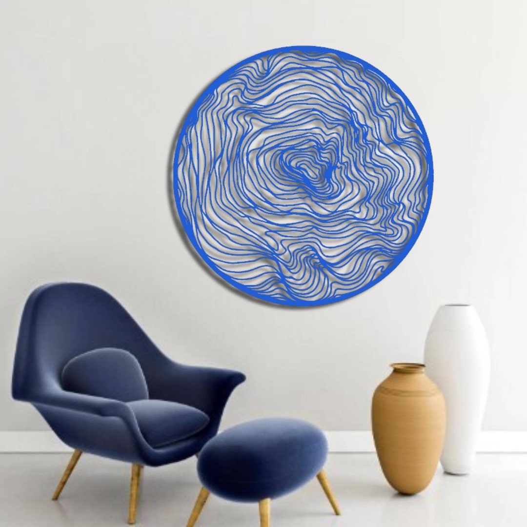 Abstract Blue Circular Metal Wall Art,circle Metal Wall Hanging,absract