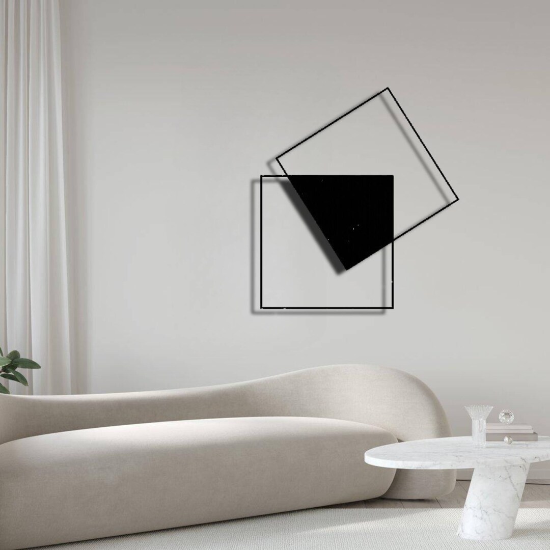 Rectangle Metal Wall Art, Minimalist Living Room Wall Sculpture ...