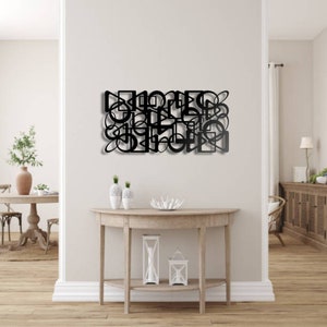 White Geometric Horizontal Metal Wall Decor,abstract Wall Art ... - Geometric Silver Wall Decor