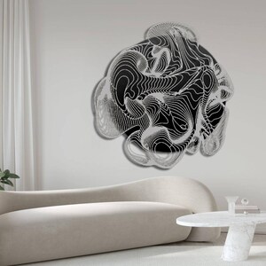 Abstract Black Silver Metal Wall Hanging,silver and Black Metal Wall