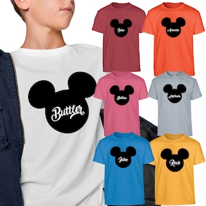 Personalised Name Mickey Mouse Kids T-Shirt Boys Disney Inspired Disneyland Tees