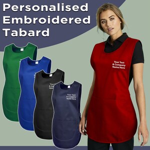 Personalised Custom Embroidered Ladies Pocket Tabard Workwear Text ...