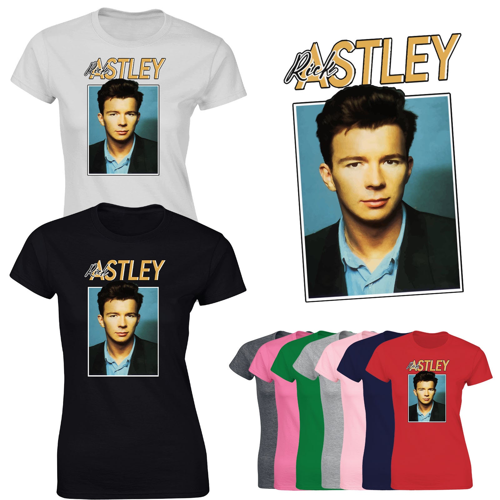 Rick Astley For Prime Minister - Womens T-Shirt - 80s 80's Rolled Song  Lyrics