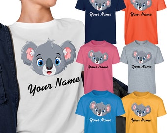 Personalised Name Funny Koala Design Kids T-Shirt Kids & Adults Tee Top's Gift