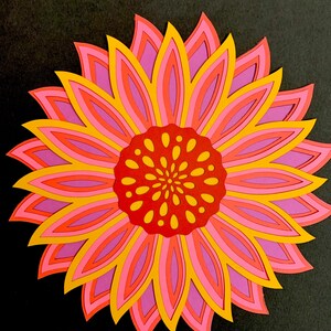 3D Mandala SVG, Sunflower svg file, Layered Mandala svg, Paper Sunflower template, dxf, pdf, Flower svg, mandala wall art, commercial use
