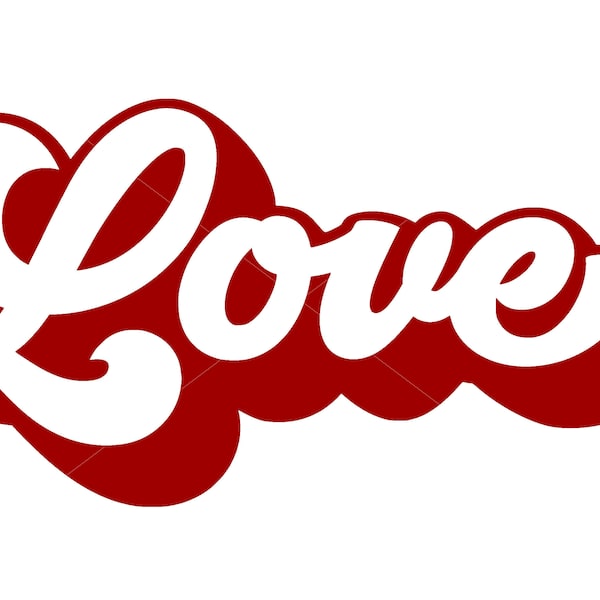 Love SVG - Retro Love SVG - Love cutfile - Groovy love svg - Love png - Love Cut File for cricut - Love dxf - Love eps