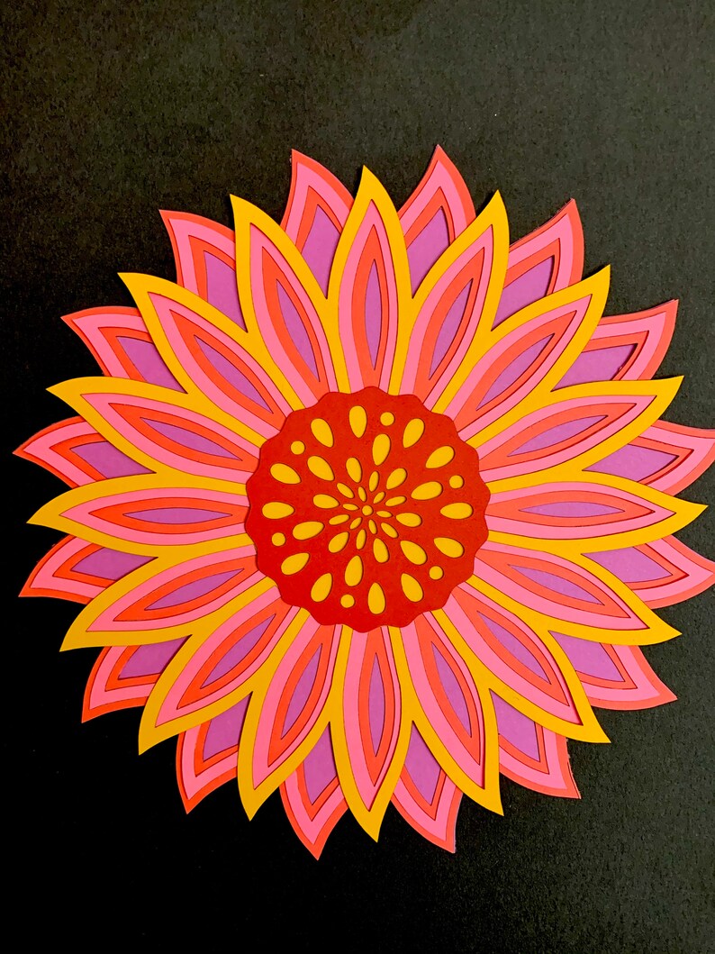 Download Clip Art Art Collectibles Flower Svg Commercial Use Pdf Dxf Paper Sunflower Template 3d Mandala Svg Mandala Wall Art Layered Mandala Svg Sunflower Svg File