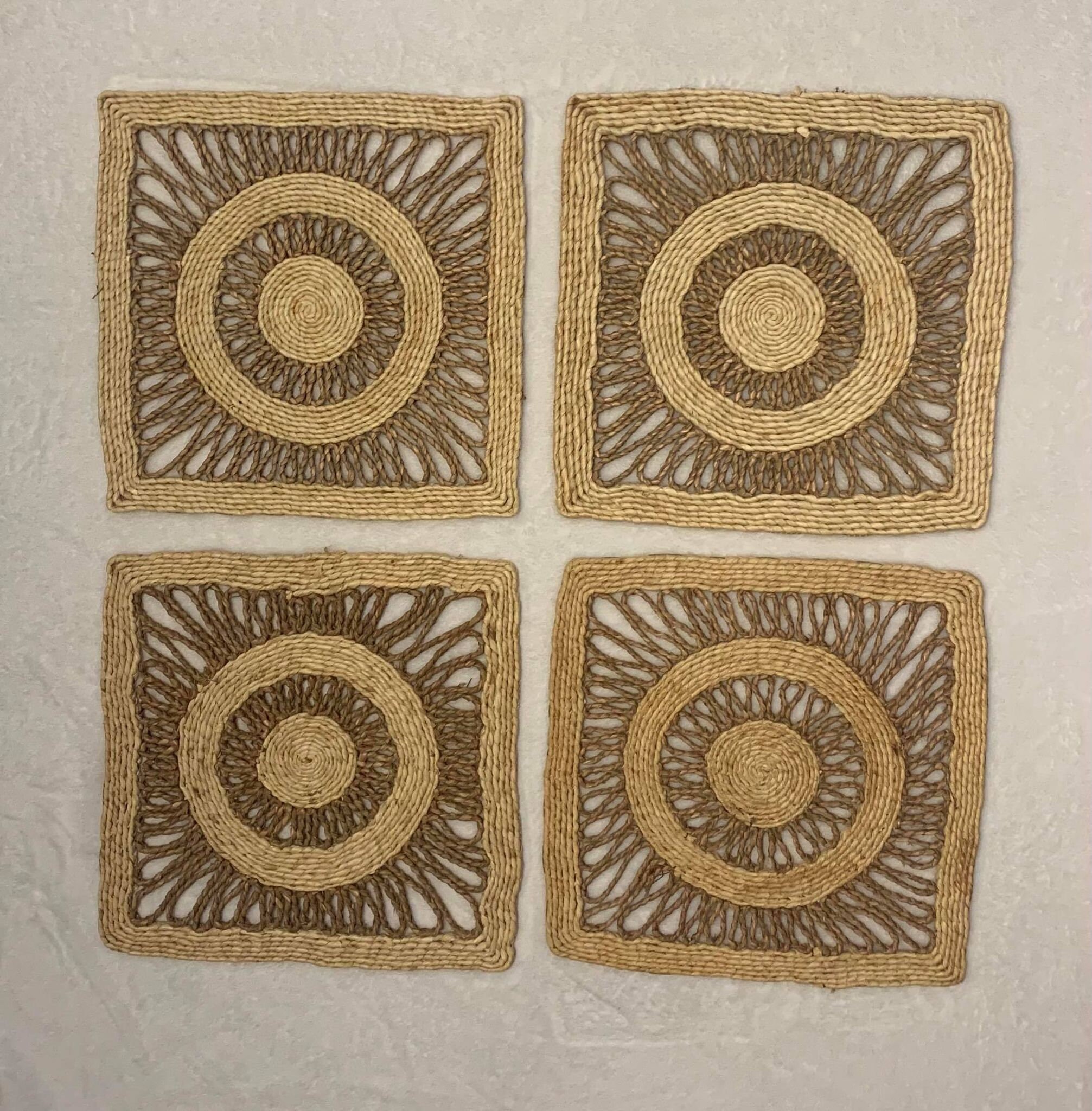 Wicker Placemat Square / Rattan placemat / Vintage Placemat / Etsy